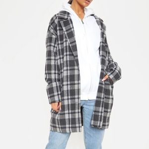 PrettyLittleThing Checkered Oversized Coat